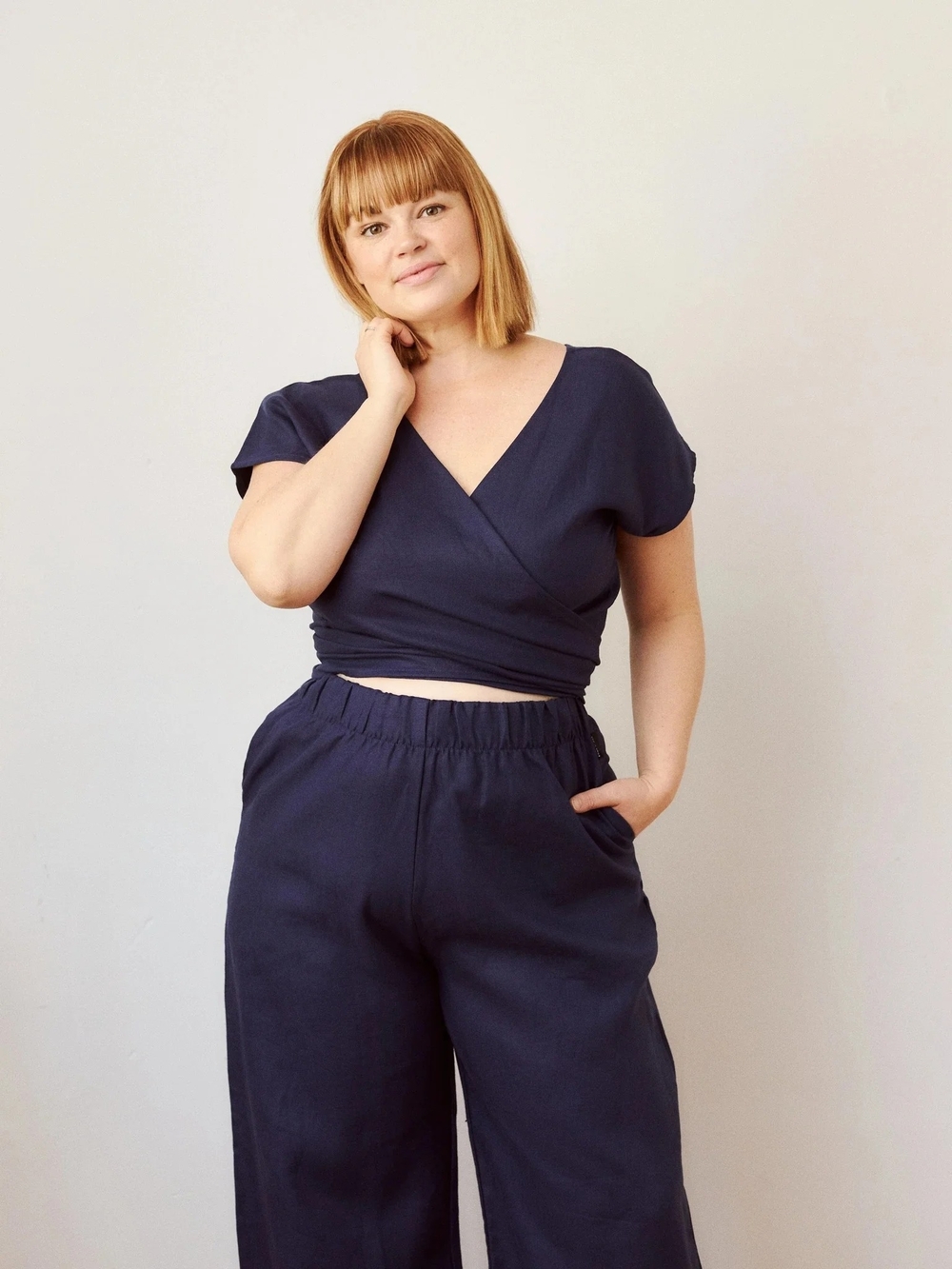 Navy Frannie Wrap Top Free Label